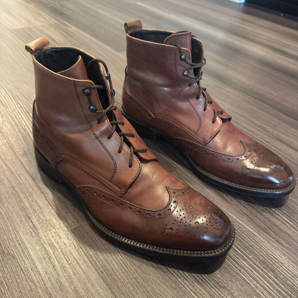 To Boot New York Adam Derrick Wingtip Brogue Leather Boots Men's 10.5 Italy
